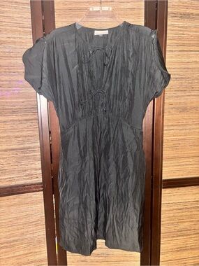Universal Thread Black Short Sleeve Tie-Front Dress